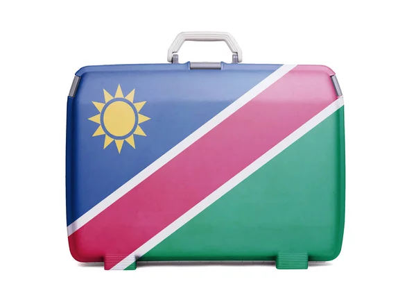 Maleta Plástico Usada Con Manchas Arañazos Impresa Con Bandera Namibia —  Fotos de Stock