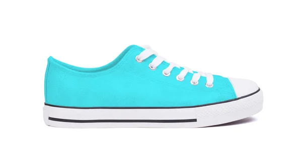 Novo Sapato Sapatilha Isolado Fundo Branco Azul — Fotografia de Stock