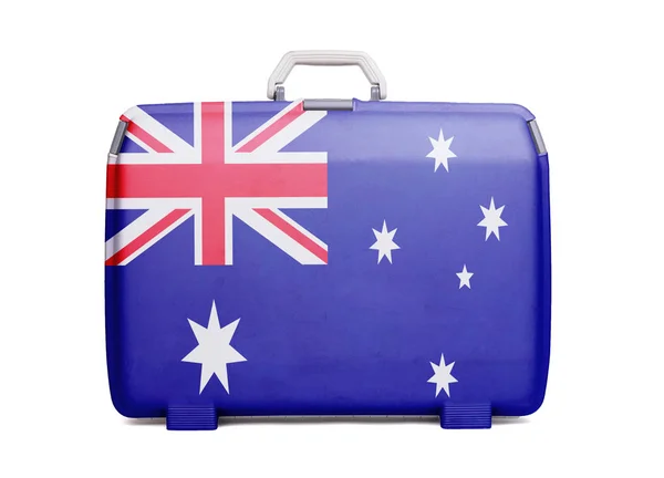 Gebruikte Kunststof Koffer Met Vlekken Krassen Afgedrukt Met Vlag Australië — Stockfoto