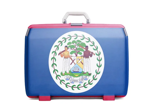 Valigia Plastica Usata Con Macchie Graffi Stampata Con Bandiera Belize — Foto Stock