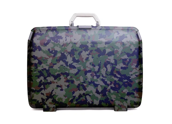 Valise Plastique Usagée Avec Taches Rayures Imprimée Avec Motif Camouflage — Photo