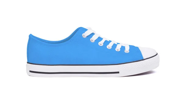 Nieuwe Schoen Sneaker Geïsoleerd Een Witte Achtergrond Blauw — Stockfoto