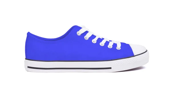 Novo Sapato Sapatilha Isolado Fundo Branco Azul — Fotografia de Stock