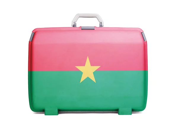 Used Plastic Suitcase Stains Scratches Printed Flag Burkina Faso — Stock Photo, Image