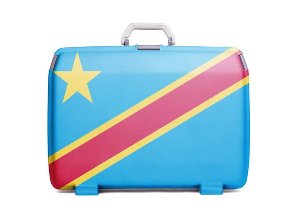 Gebrauchter Kunststoffkoffer Mit Flecken Und Kratzern Bedruckt Mit Flagge Kongo — Stockfoto