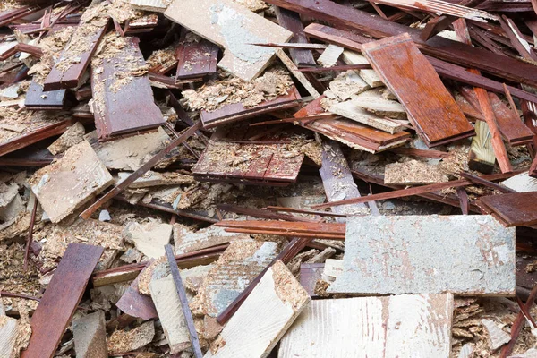 Pile Garbage Old Wooden Floor — Stock Photo, Image