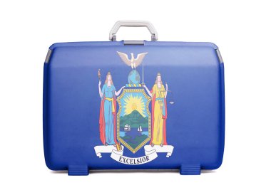 kullanılan plastik çanta ile lekeleri ve çizikler, baskılı bayrak ile new york