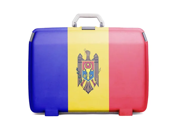 Kullanılan Plastik Çanta Ile Lekeleri Çizikler Baskılı Bayrak Ile Moldova — Stok fotoğraf