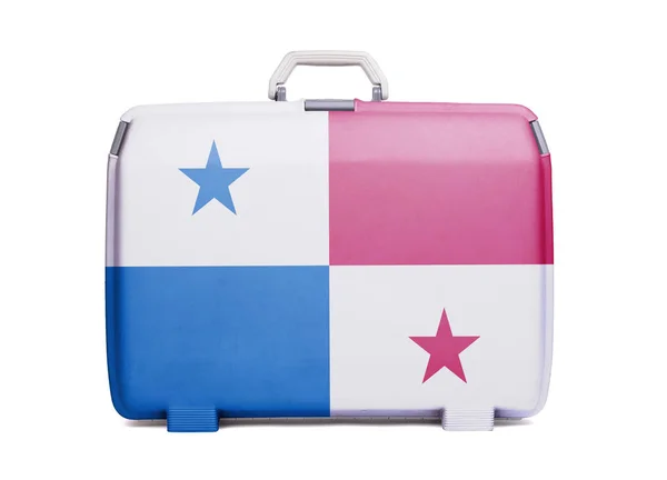 Gebrauchter Kunststoffkoffer Mit Flecken Und Kratzern Bedruckt Mit Flagge Panama — Stockfoto
