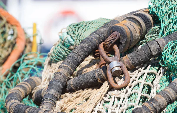 Gamla Fiske Netto Väntar Hamnen Selektiv Fokus — Stockfoto