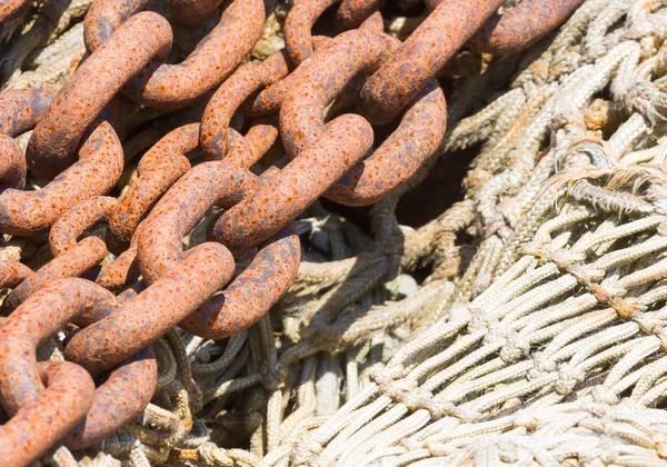 Gamla Fiske Netto Väntar Hamnen Selektiv Fokus — Stockfoto