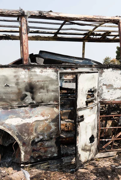 Burned Bus Side Road Door Botswana — Stock Photo, Image