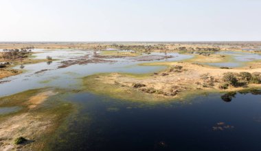 Okavango Delta hava manzarası, Botswana 'nın büyüleyici manzarası.
