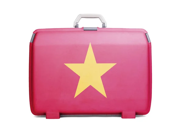 Gebrauchter Kunststoffkoffer Mit Flecken Und Kratzern Bedruckt Mit Flagge Vietnam — Stockfoto