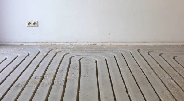 Frezen Betonnen Vloer Voorbereiding Voor Vloerverwarming — Stockfoto