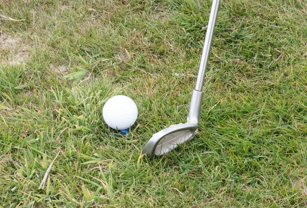 Pelota Golf Frente Conductor Campo Prácticas — Foto de Stock