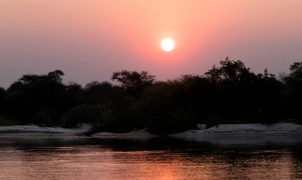 Růžový Západ Slunce Makgadikgadi Pans Botswana — Stock fotografie