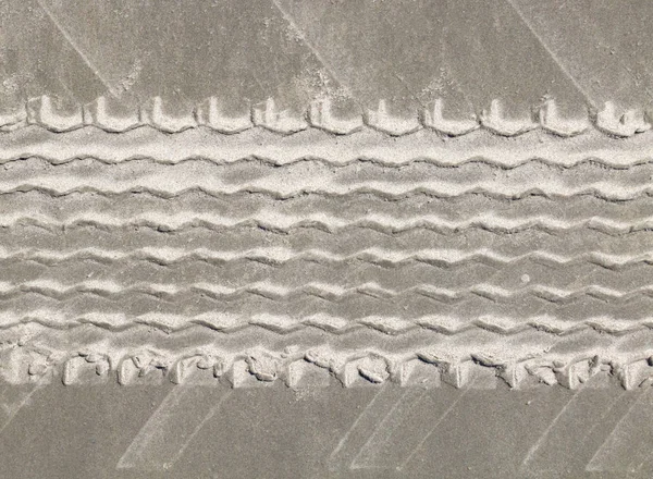 Ίχνη Ελαστικών Στο Φόντο Άμμο Ολλανδική Παραλία — Φωτογραφία Αρχείου