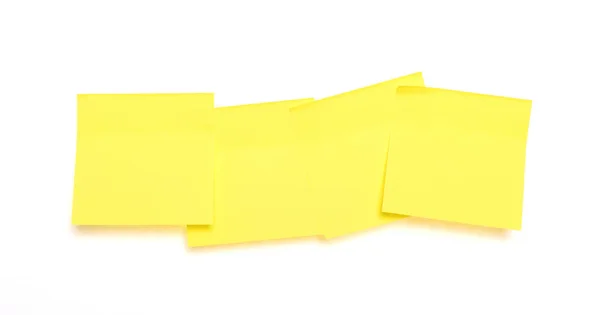 Amarelo Notas Pegajosas Isolado Fundo Branco — Fotografia de Stock