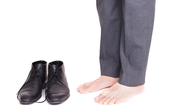 Бизнесмен Стоящий Рядом Своими Ботинками Isolated — стоковое фото