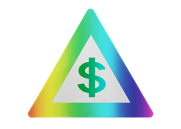 Trafikmärke Isolerade Dollartecken Rainbow Färgad — Stockfoto