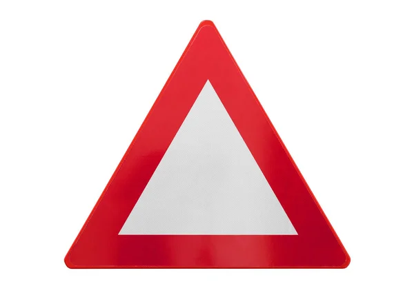 Verkehrszeichen Isoliert Dreieck Leer Auf Weiß — Stockfoto