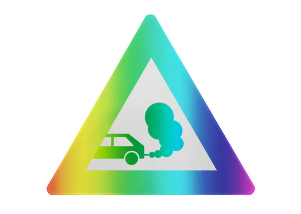 Traffic sign isolated - Exhaust fumes - Rainbow colored