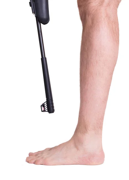 Concept Man Shooting Himself Foot — Stock Photo, Image