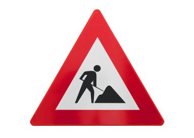 Trafik işaretleri - yapım aşamasında - beyaz izole