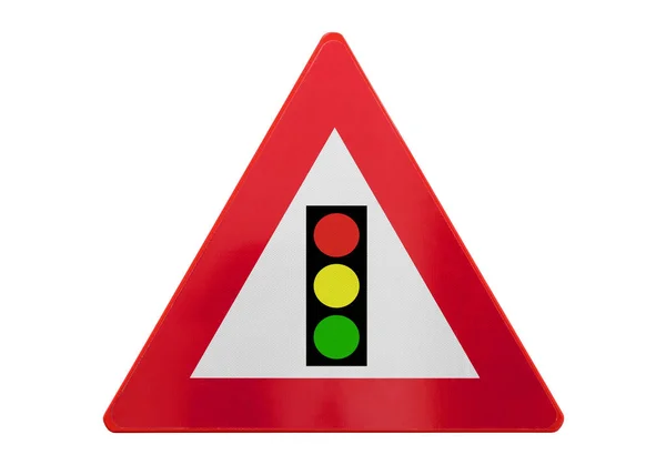 Verkeersbord Geïsoleerd Licht Verkeer Verordening Wit — Stockfoto