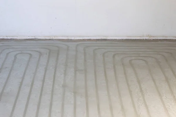 Vloerverwarmingsbuizen Een Betonnen Vloer — Stockfoto