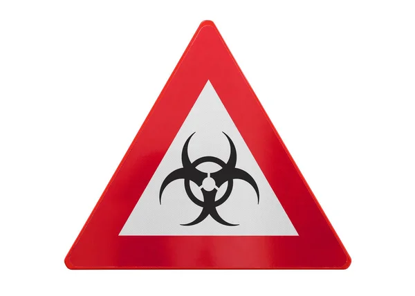 Дорожный Знак Изолирован Biohazard Изолирован Белом — стоковое фото