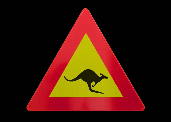 Zole Trafik Işaretleri Kanguru Siyah Izole — Stok fotoğraf