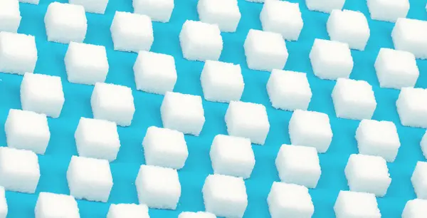 Белый Сладкий Сахар Кубики Бесшовный Узор Синий Фон — стоковое фото