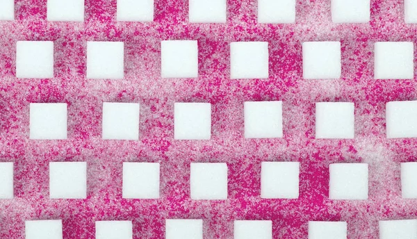 White Sweet Sugar Cubes Seamless Pattern Pink Background — Stock Photo, Image