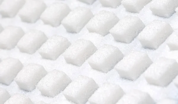 Białe Słodkie Kostki Cukru Płynny Wzór Selektywne Skupienie — Zdjęcie stockowe