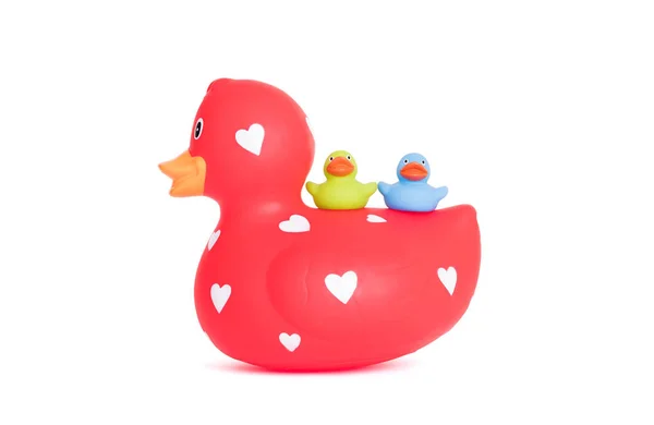 Large red rubber duck with a small duck — Stock Photo, Image