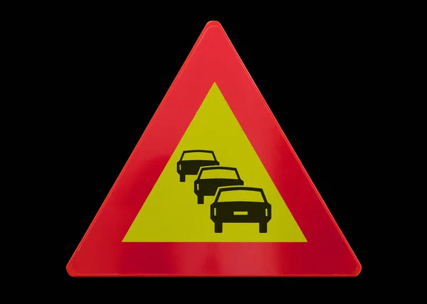 Verkehrszeichen Isoliert Stau Auf Schwarz — Stockfoto