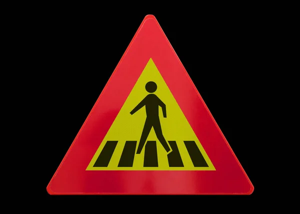 Traffic Sign Isolated Pedestrian Crossing Black — Stock Photo, Image