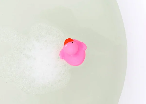 Pink Duck Bathtub Surrounded Soap — Stock Photo, Image