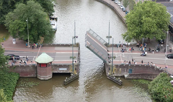 Leeuwarden Pays Bas Juin 2018 Pont Ouvert Dans Les Voies — Photo