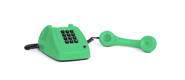 Telefone Verde Vintage Com Fundo Branco — Fotografia de Stock