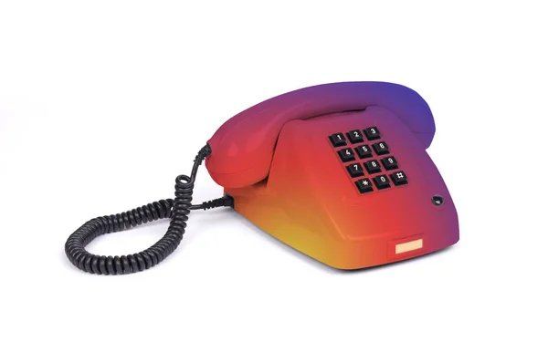 Vintage Multi Colorido Telefone Com Fundo Branco — Fotografia de Stock