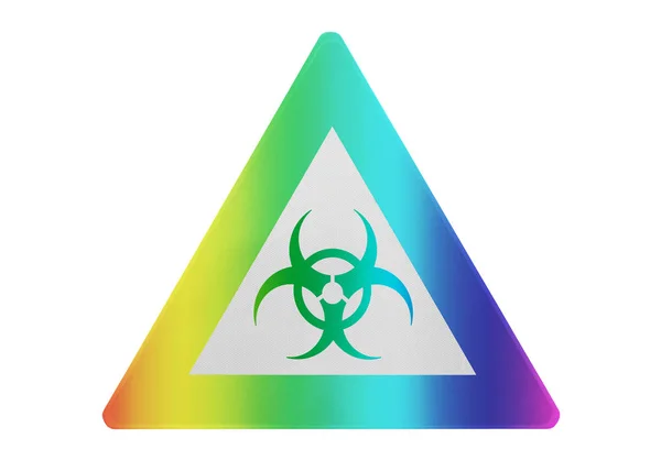 Verkehrszeichen Isoliert Biohazard Isoliert Und Regenbogenfarben — Stockfoto