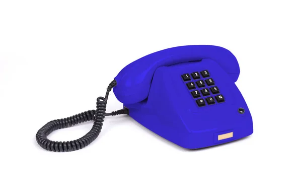Telefone Azul Vintage Com Fundo Branco — Fotografia de Stock