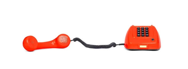 Telefone Vermelho Vintage Com Fundo Branco — Fotografia de Stock