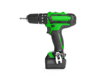 Kablosuz tornavida veya matkap beyaz zemin üzerinde izole