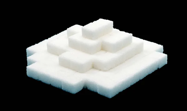 Куча Кубиков Сахара Изолированных Черном — стоковое фото