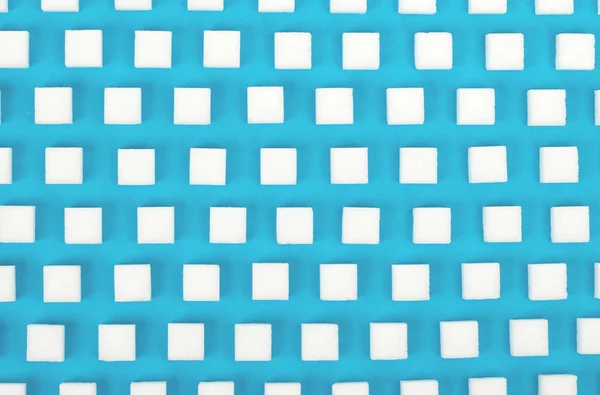 Bianco Dolce Zucchero Cubetti Modello Senza Cuciture Sfondo Blu — Foto Stock