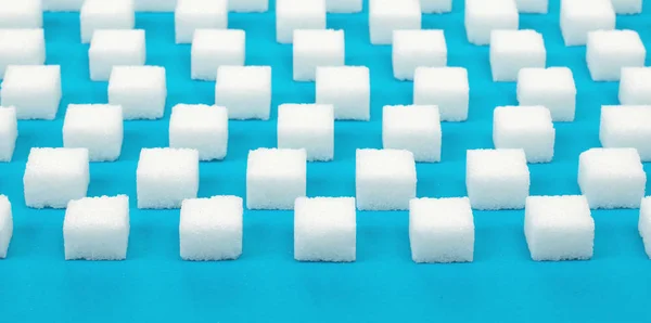 Patrón Sin Costura Terrones Azúcar Dulce Blanco Fondo Azul —  Fotos de Stock